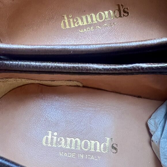 Diamond’s Italy Brown Buttery Soft Leather Tassel Tie Slip On Loafers Men 9 New - Picture 14 of 16